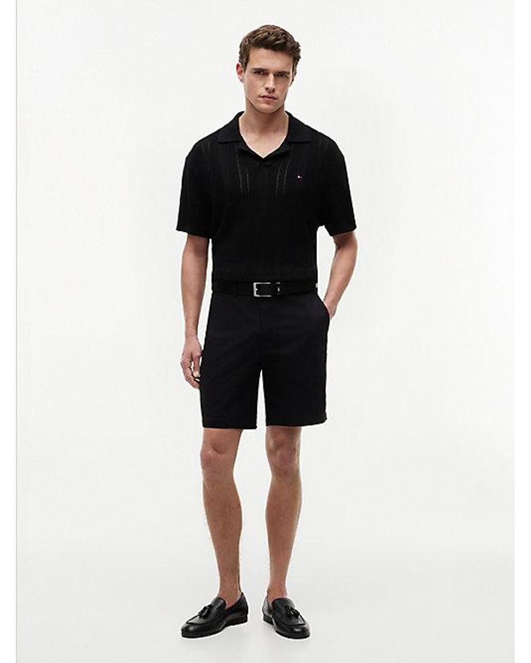 Tommy Hilfiger Black Dover Twill Regular Fit Chino Shorts for men