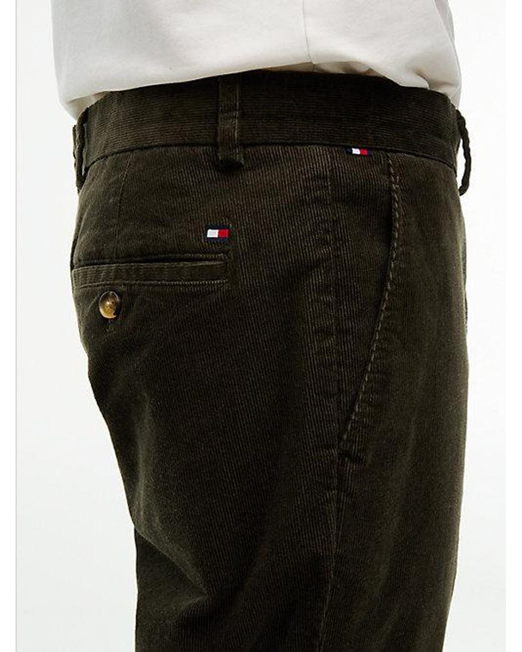 Tommy Hilfiger Black Denton Slim Straight Fine Corduroy Chinos for men