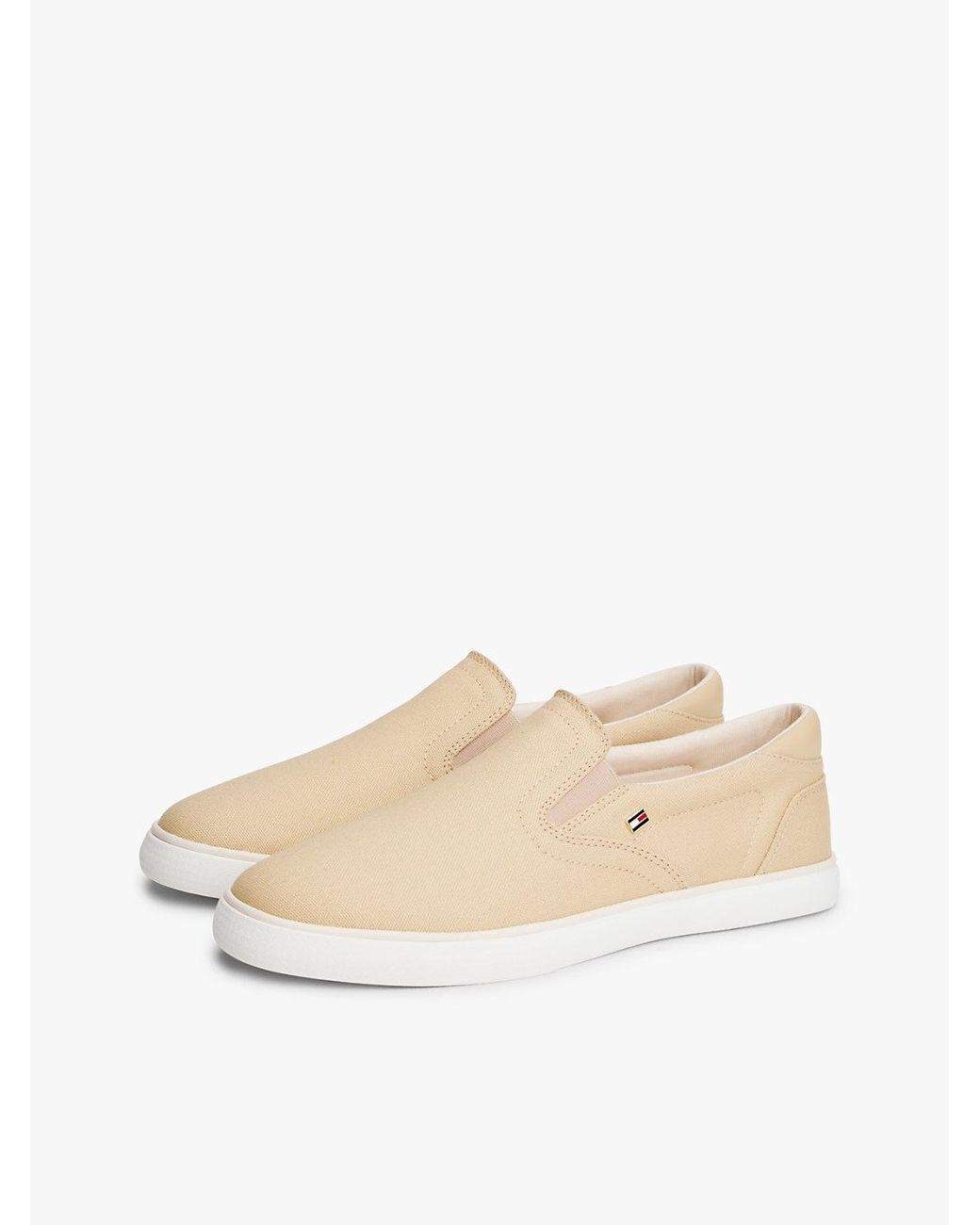 Tommy Hilfiger Natural Low Profile Canvas Slip-On Trainers