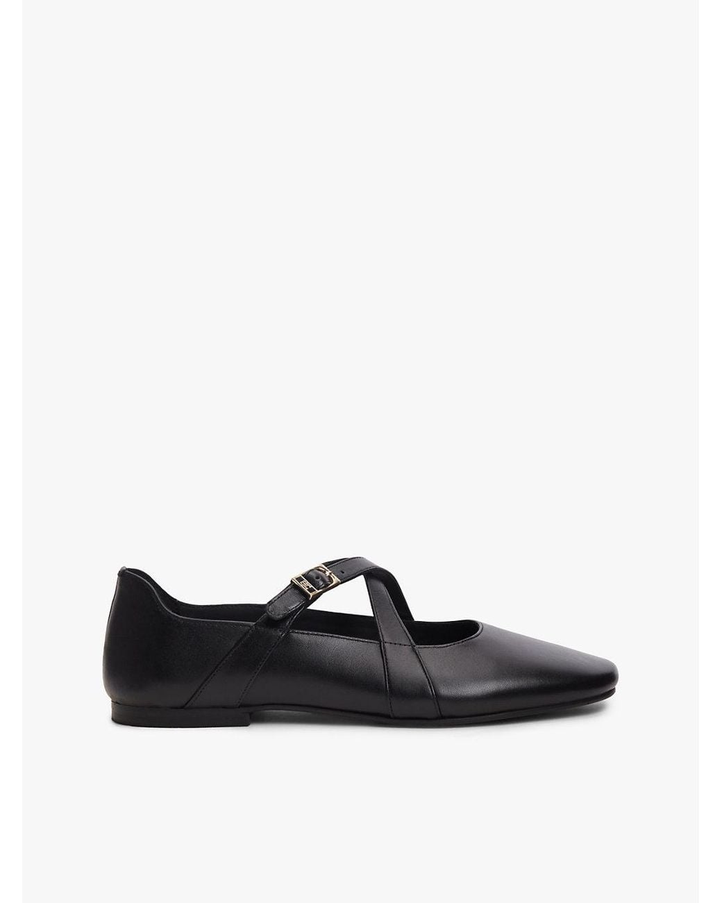 Tommy Hilfiger White Crossover Strap Leather Mary Janes
