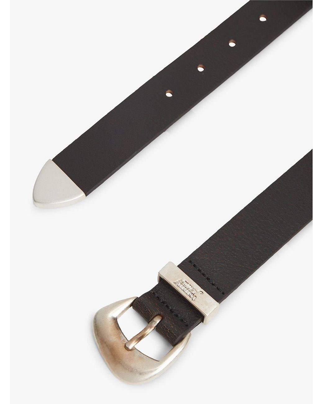 Tommy Hilfiger Black Abstract Buckle Cracked Leather Belt