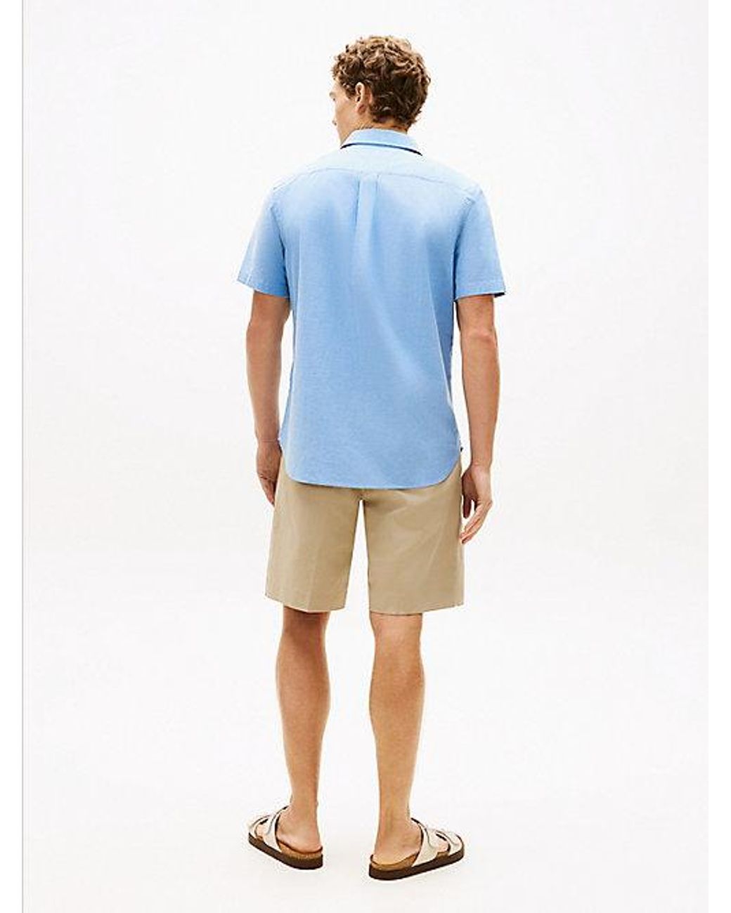 Tommy Hilfiger Regular Fit Lichtgewicht Overhemd Met Korte Mouwen in het Blue voor heren