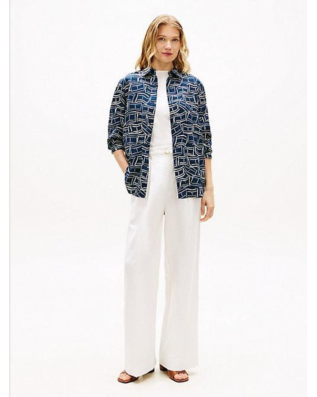 Tommy Hilfiger Blue Relaxed Fit Pure Linen Shirt