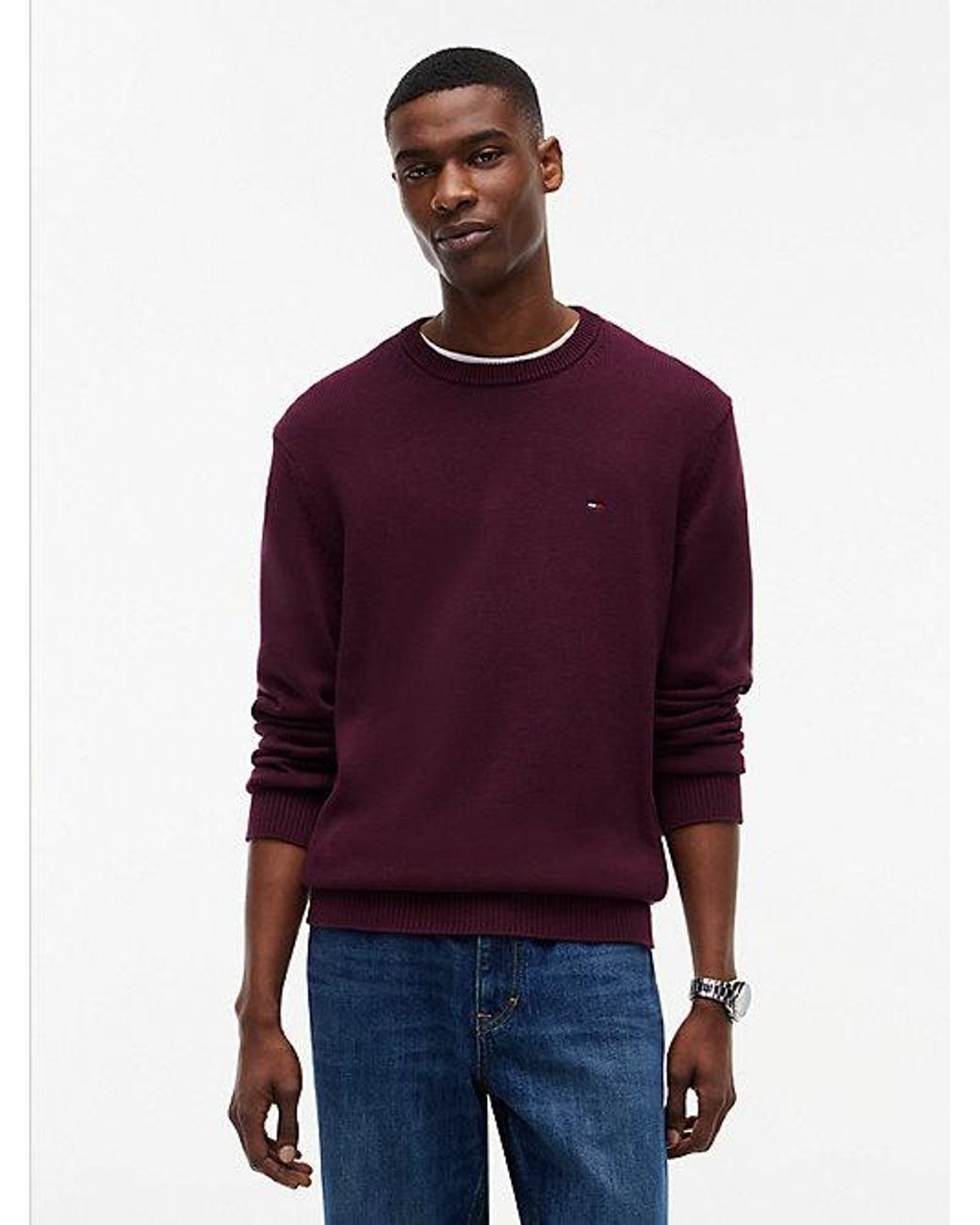 Tommy Hilfiger Purple Tommy Jeans Tommy Flag Textured Slim Jumper for men
