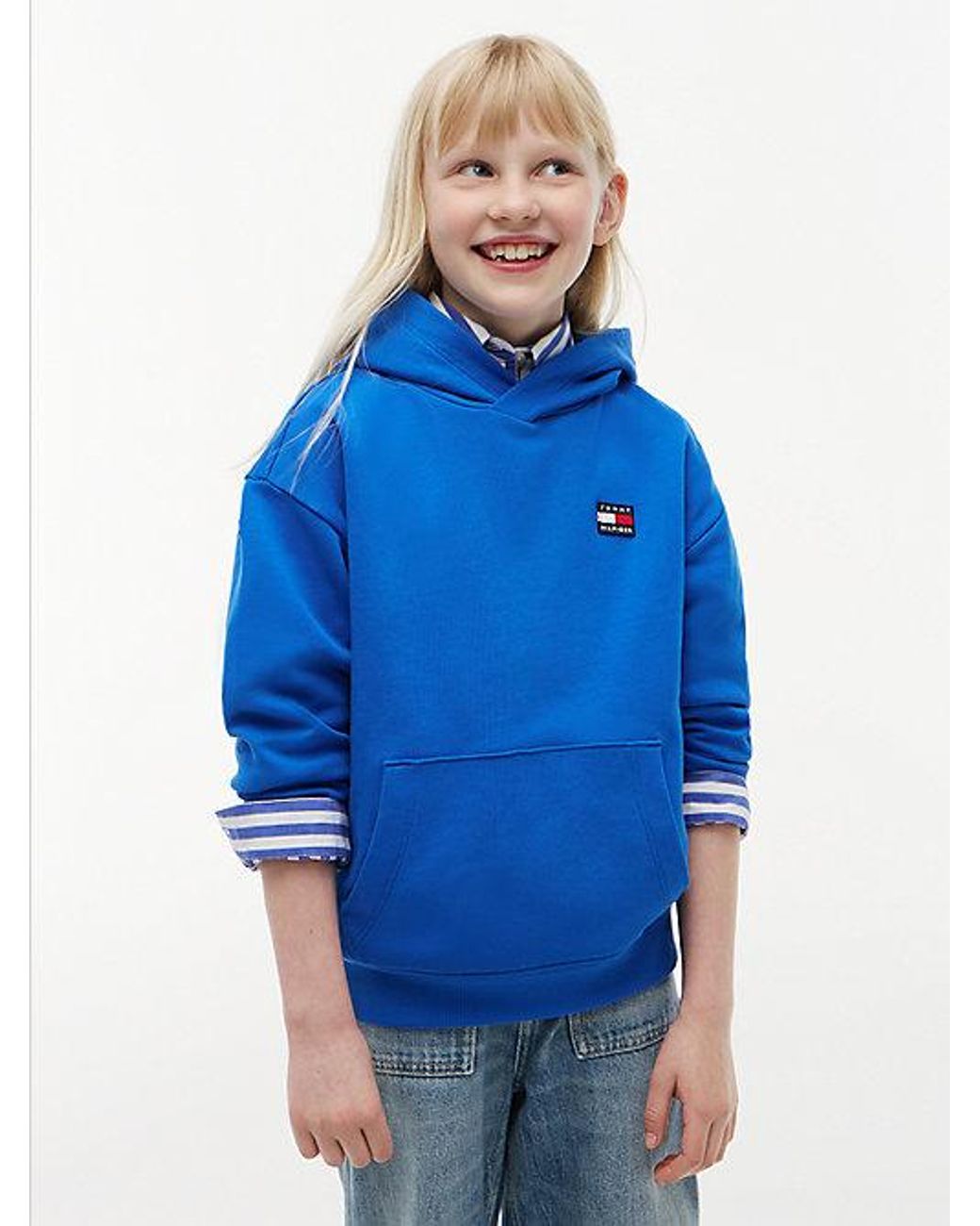 Tommy Hilfiger Blue Heritage Flag Logo Relaxed Terry Hoody