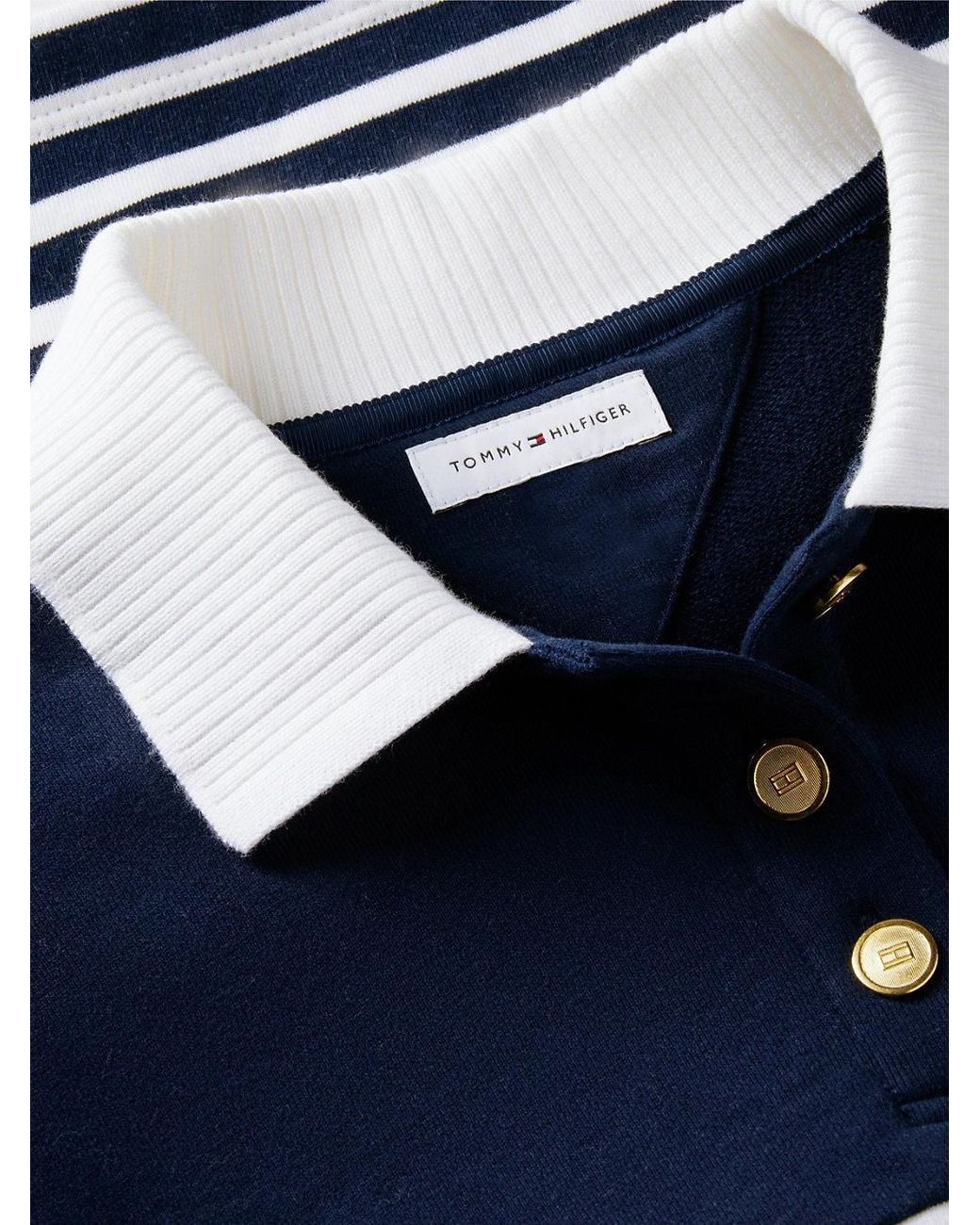 Tommy Hilfiger Blue Gold-tone Button Relaxed Polo Sweatshirt