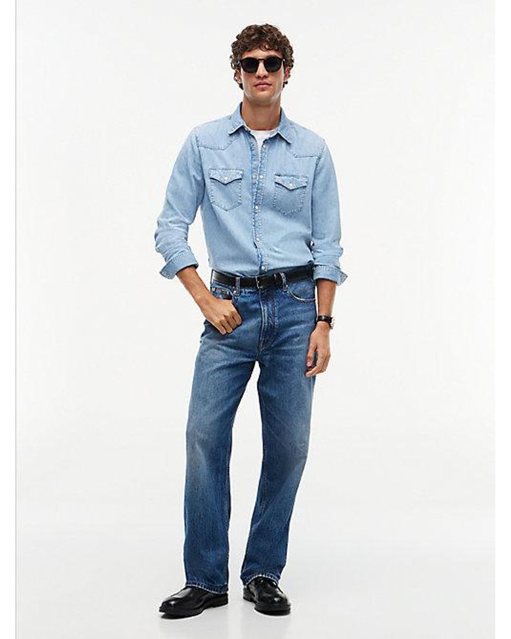 Tommy Hilfiger Blue Regular Fit Western Denim Shirt for men