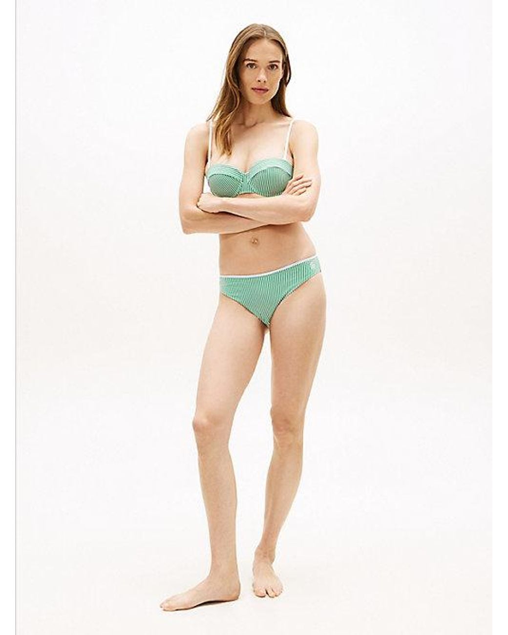 Tommy Hilfiger Blue Essential Seersucker Logo Classic Bikini Bottoms