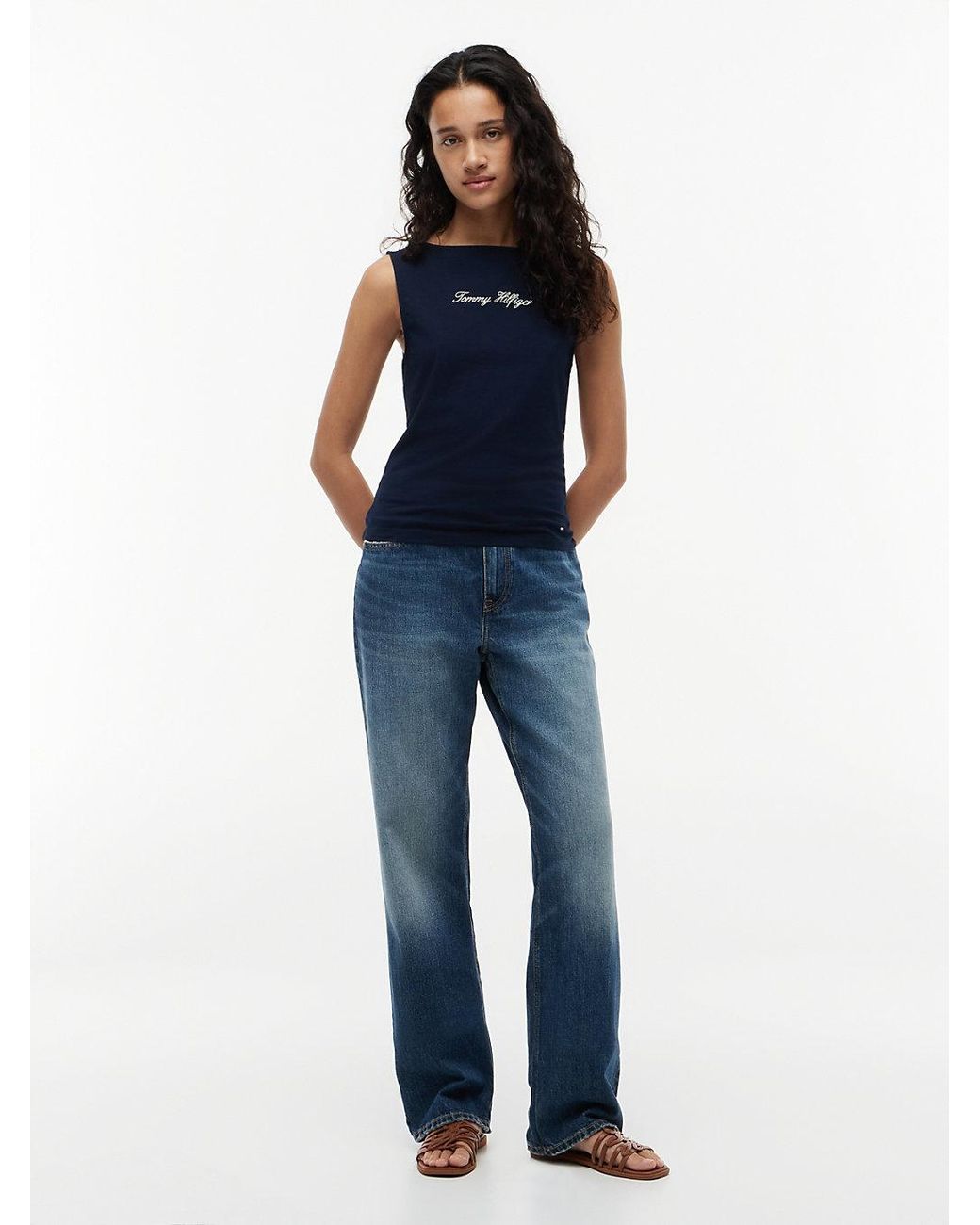 Tommy Hilfiger Blue Slim Boat Neck Tank Top
