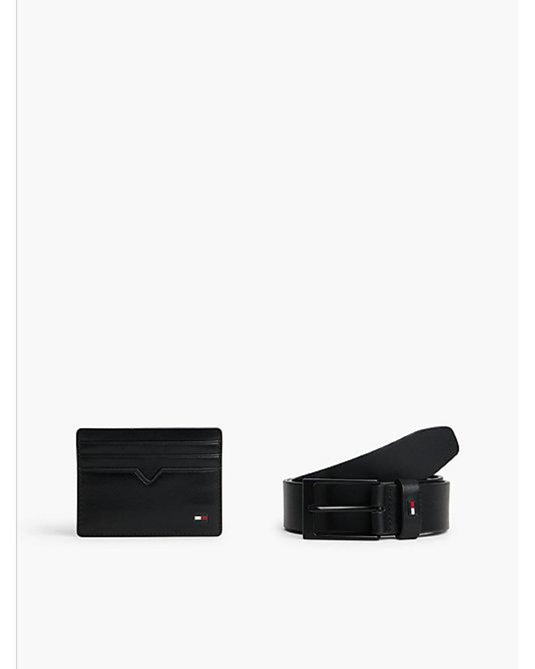 Tommy Hilfiger White Leather Credit Card Holder And Belt Gift Set for men