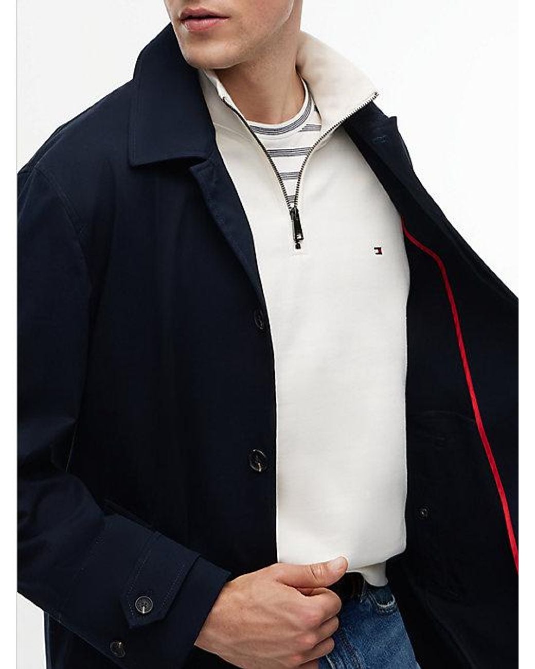 Tommy Hilfiger Blue Twill Relaxed Car Coat for men