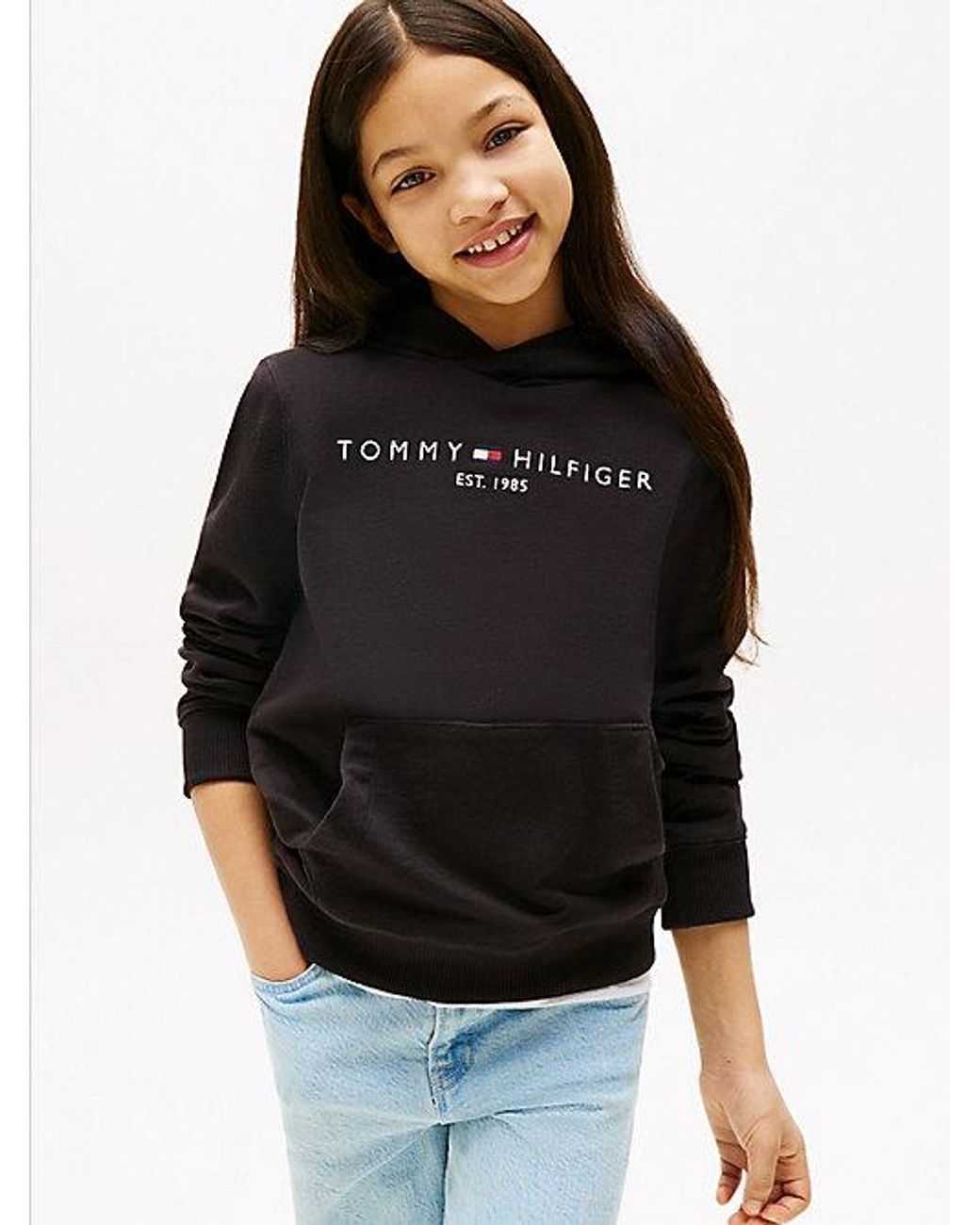 Tommy Hilfiger Black Essential Logo Pure Cotton Hoody