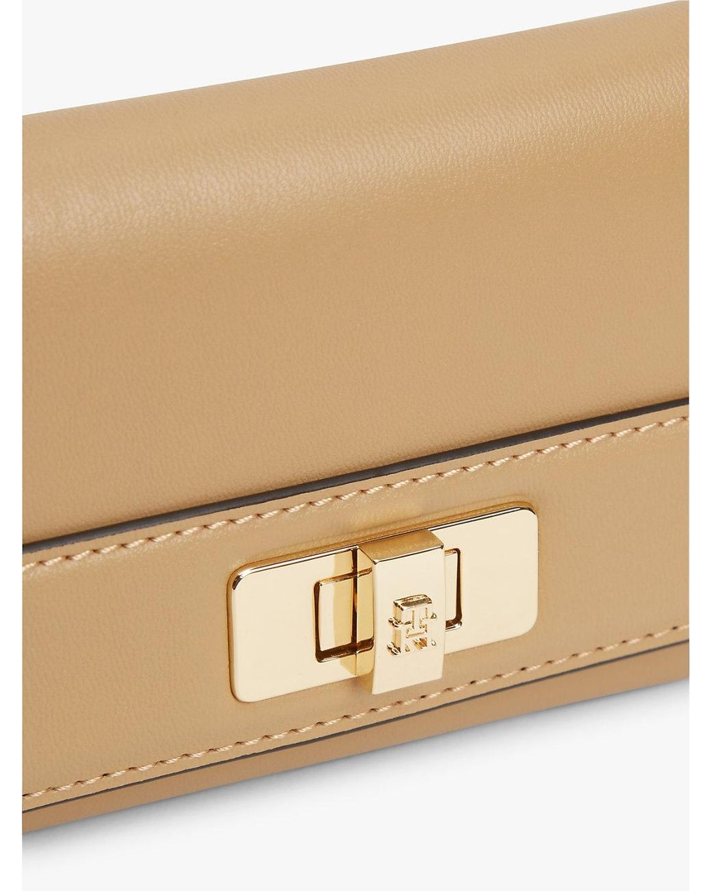 Tommy Hilfiger Natural Modern Th Monogram Turn Lock Trifold Wallet