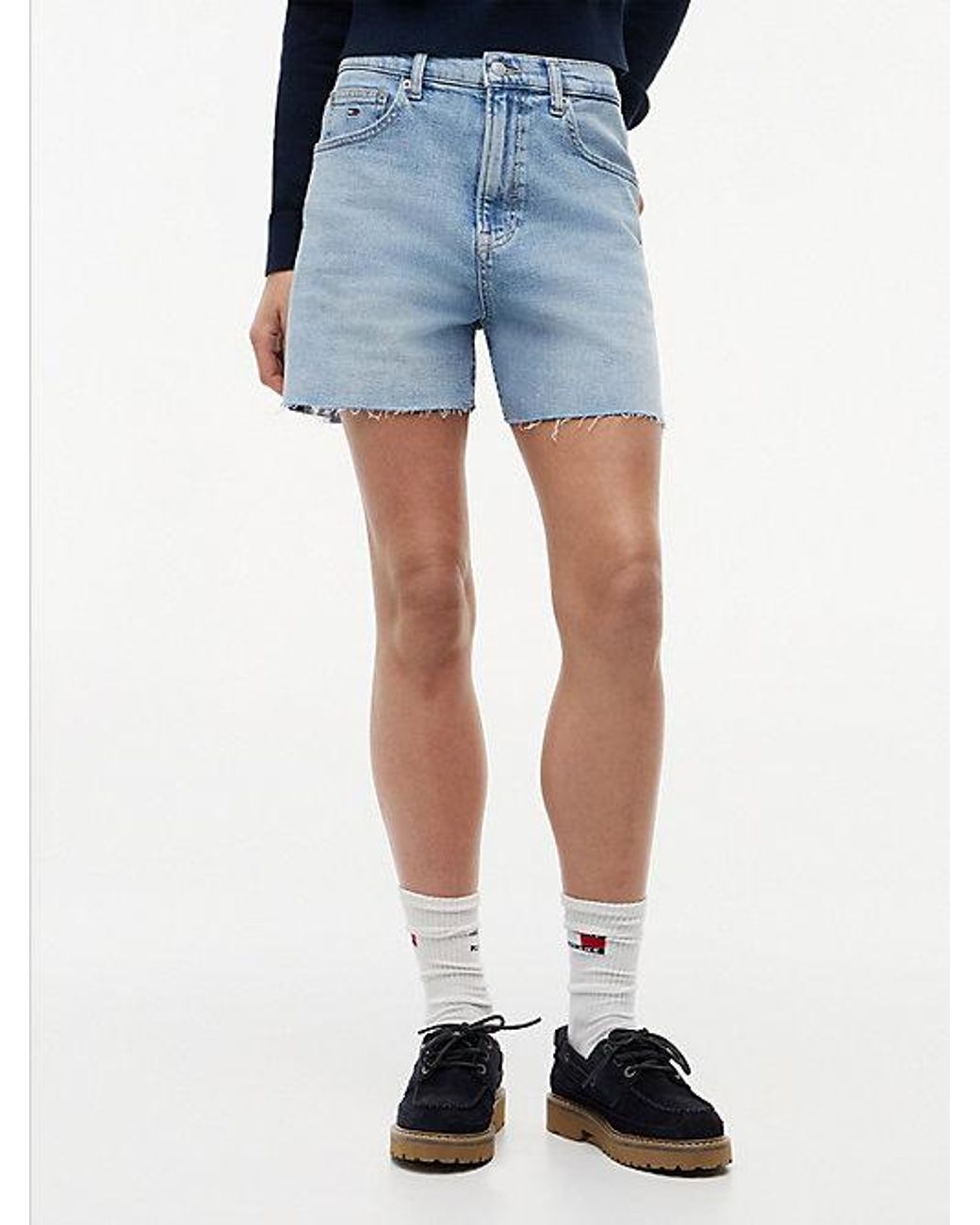 Tommy Hilfiger Blue Mom Whiskered Denim Shorts