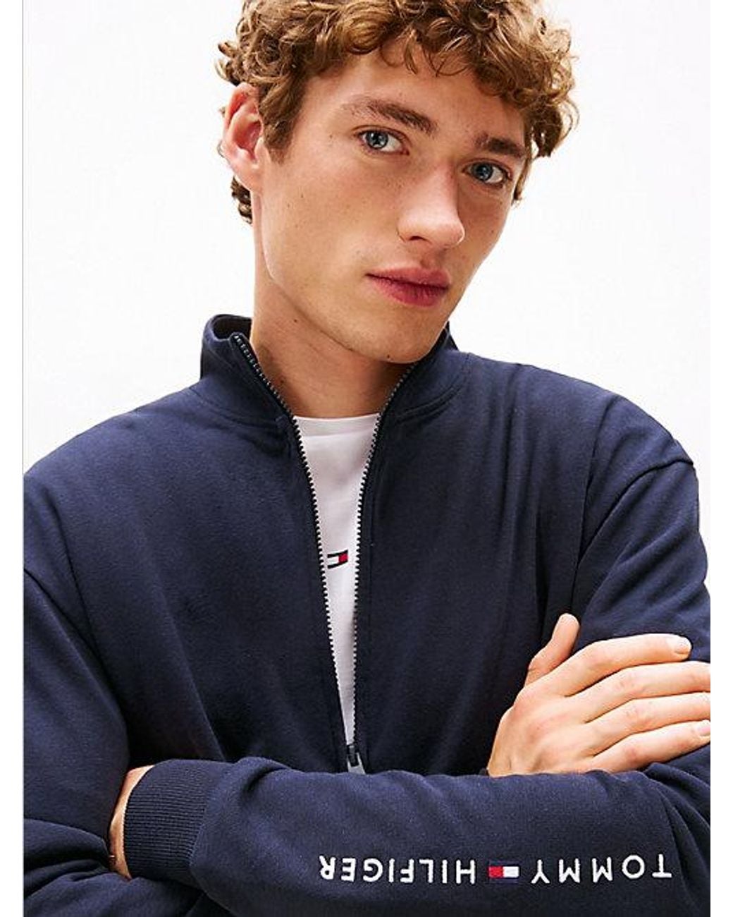 Tommy Hilfiger Blue Th Original Logo Zip-thru Lounge Sweatshirt for men