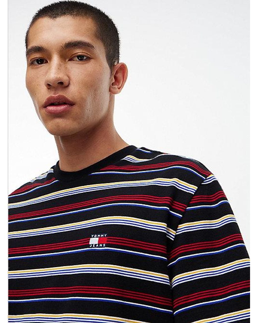 Tommy Hilfiger Blue Tommy Jeans Badge Stripe Oversized Jersey T-Shirt for men