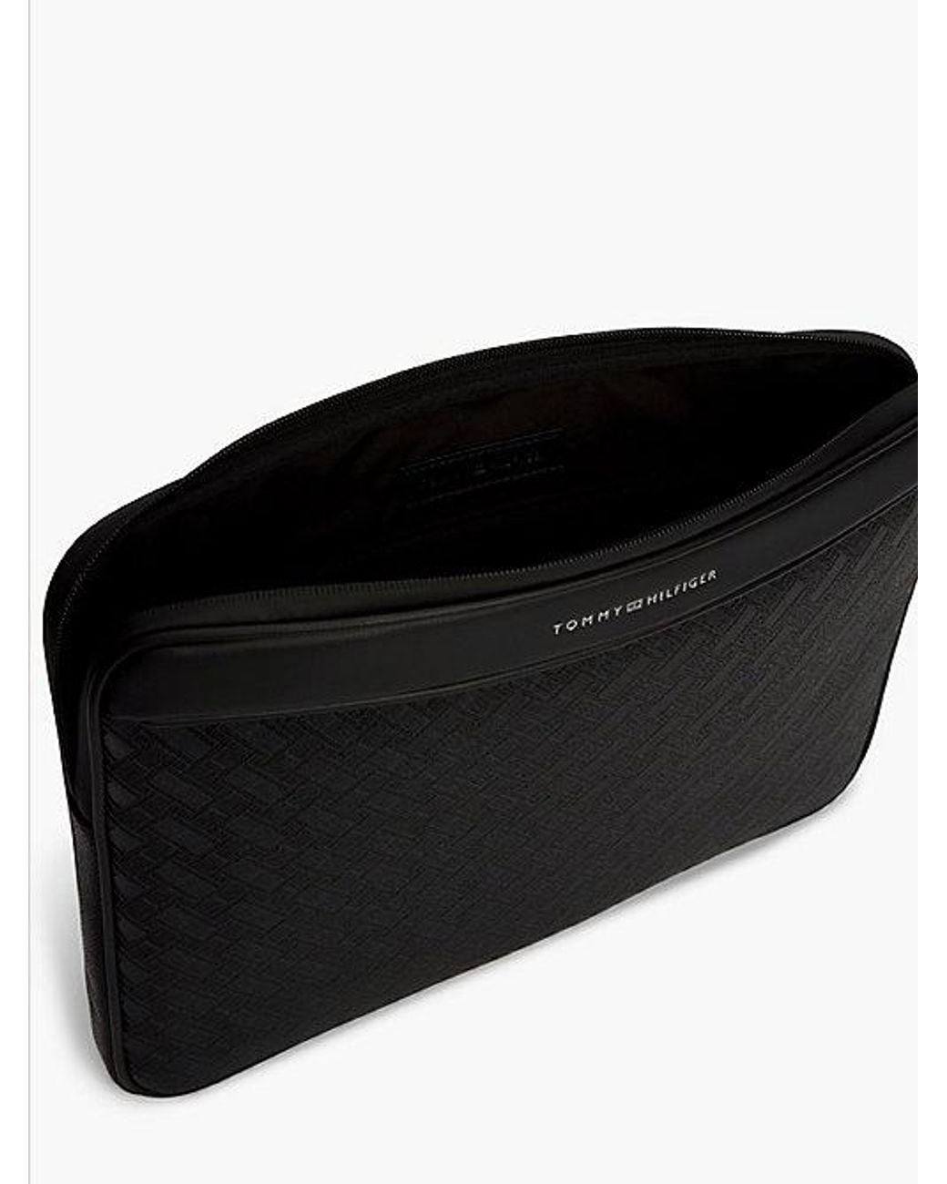 Tommy Hilfiger Black Modern Embossed Flag Laptop Sleeve for men