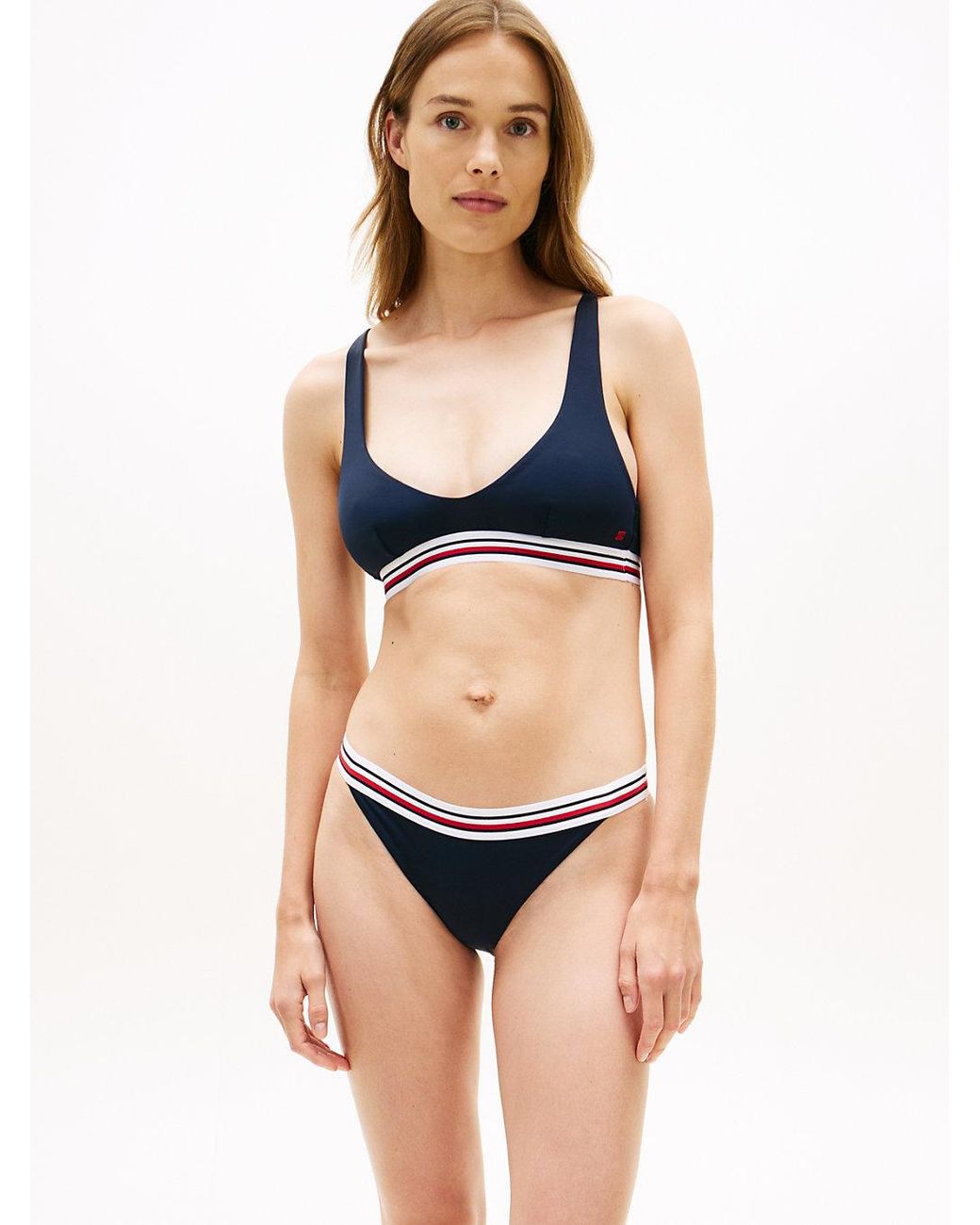 Tommy Hilfiger Blue Global Stripe Bralette Bikini Top