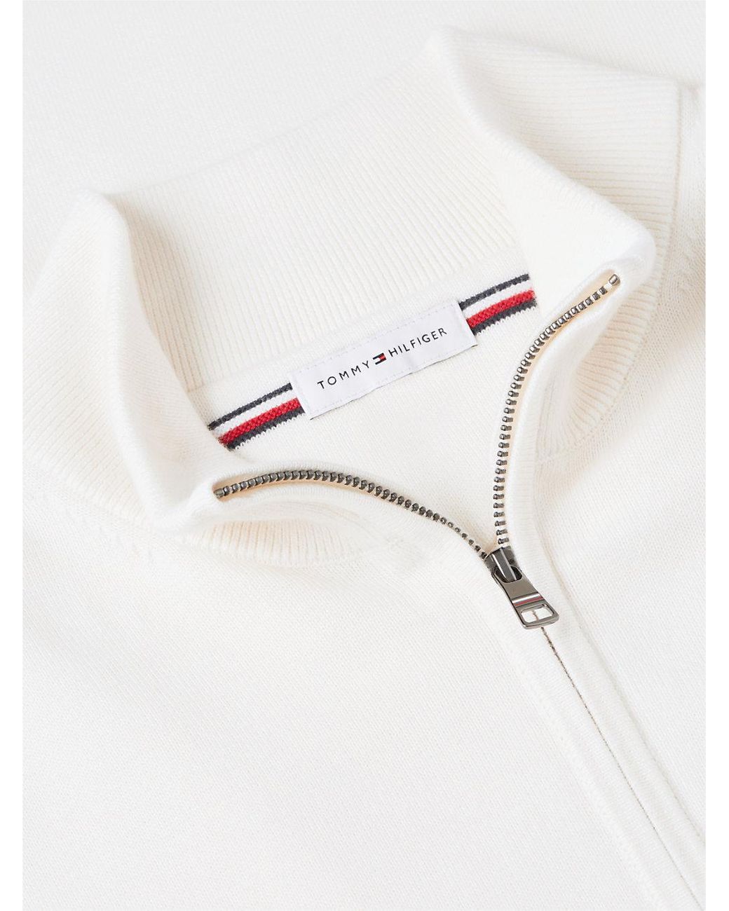 Tommy Hilfiger White Quarter-zip Mock Neck Jumper for men