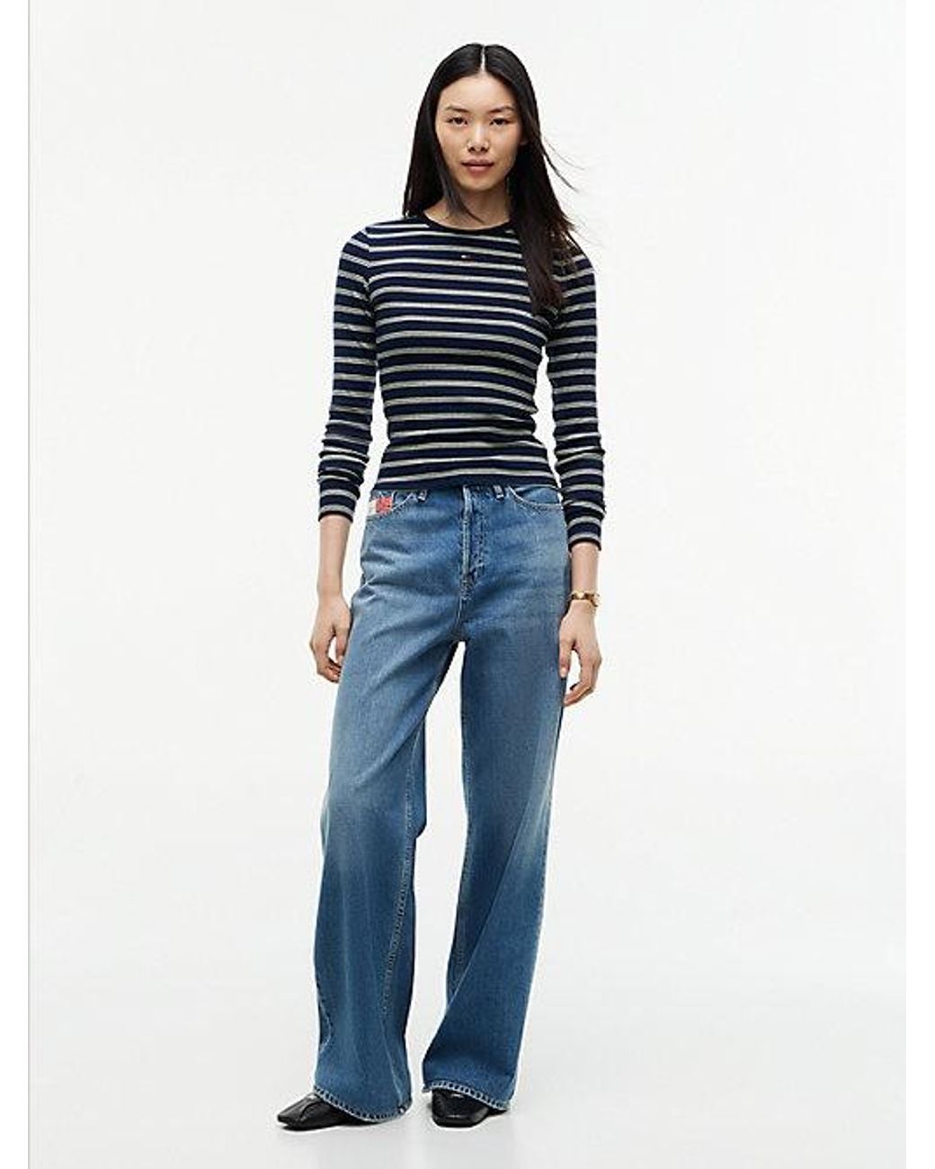 Tommy Hilfiger Blue Flag Embroidery Slim Long Sleeve T-Shirt