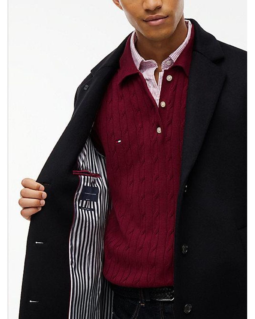 Tommy Hilfiger Blue New York Label Wool Blend Coat for men