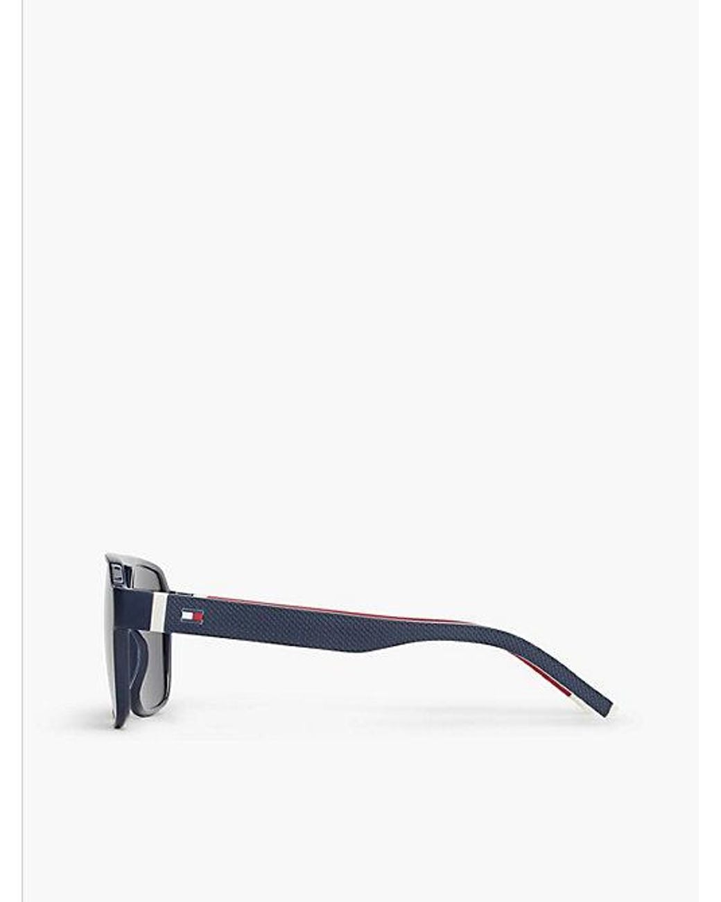 Tommy Hilfiger White Pique Texture Aviator Sunglasses for men
