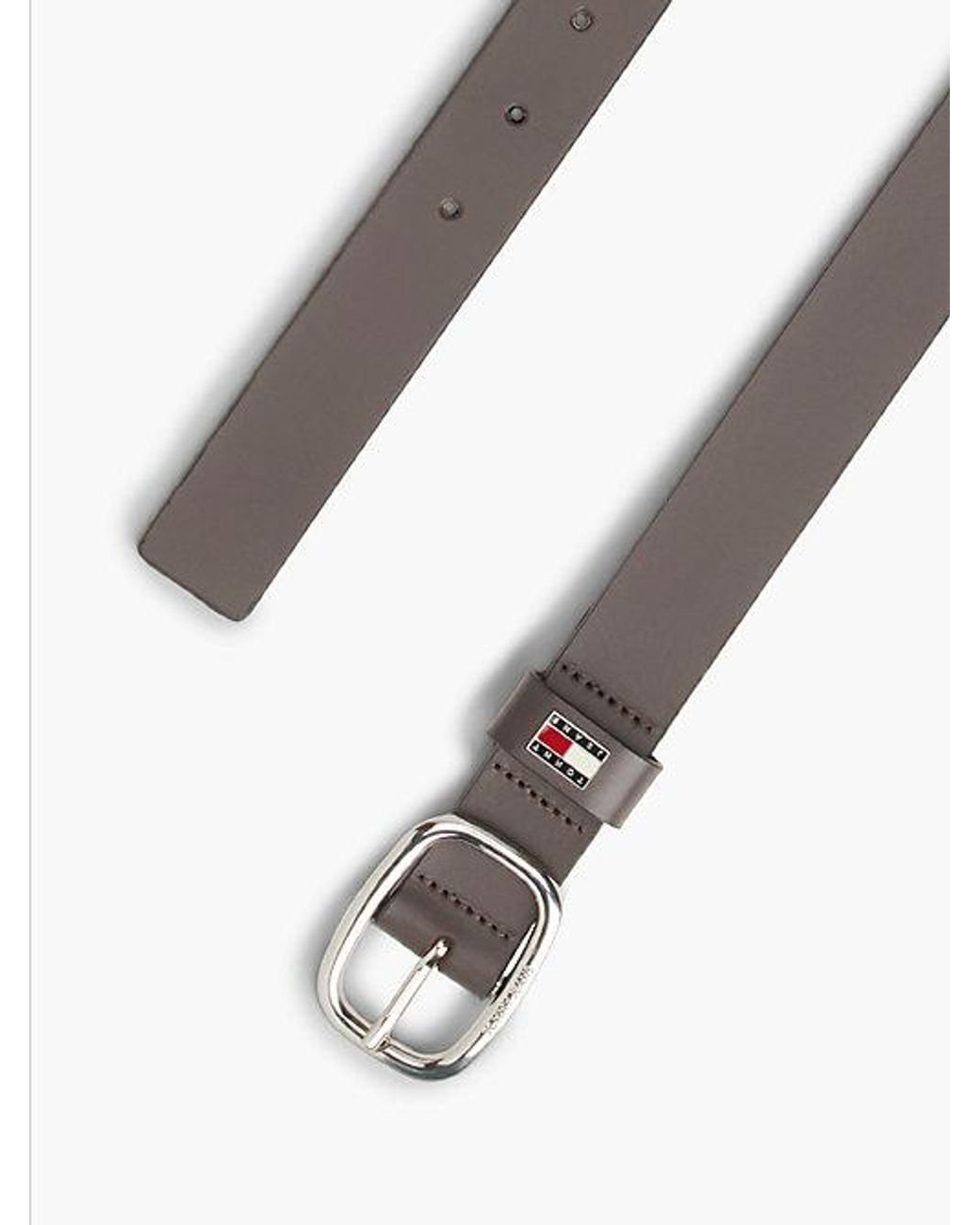 Tommy Hilfiger Brown Leather Oval Buckle Logo Plaque Belt