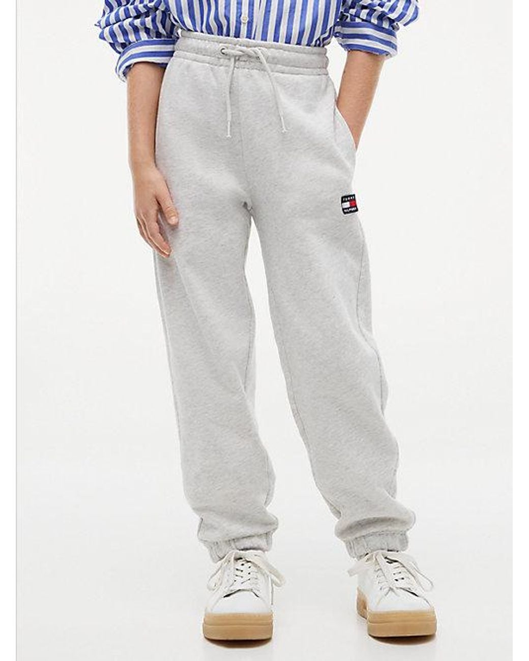Tommy Hilfiger Gray Flag Logo Terry Cuffed Joggers