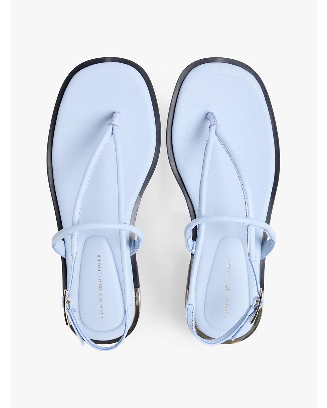 Tommy Hilfiger White Leather Th Monogram-Tone Heel Sandals