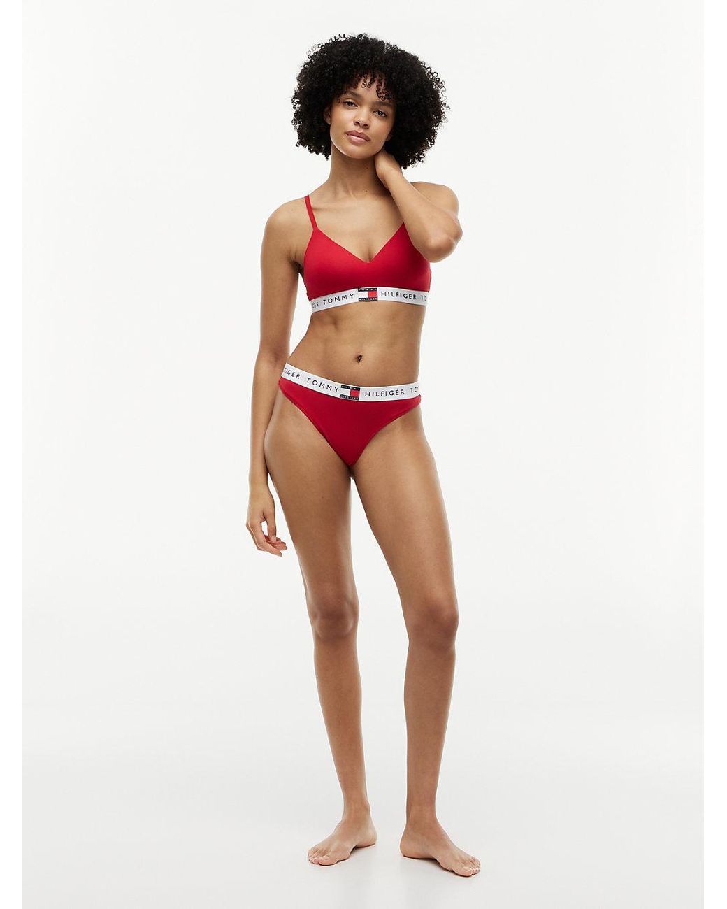 Tommy Hilfiger Red Heritage Tonal Logo Thong