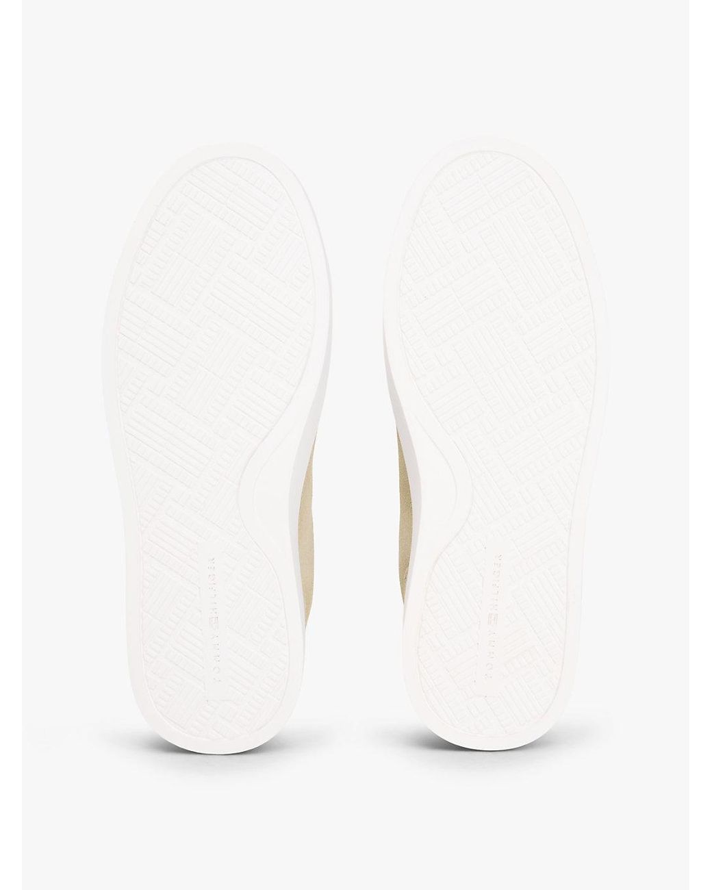 Tommy Hilfiger White Suede Metallic Logo Cupsole Trainers