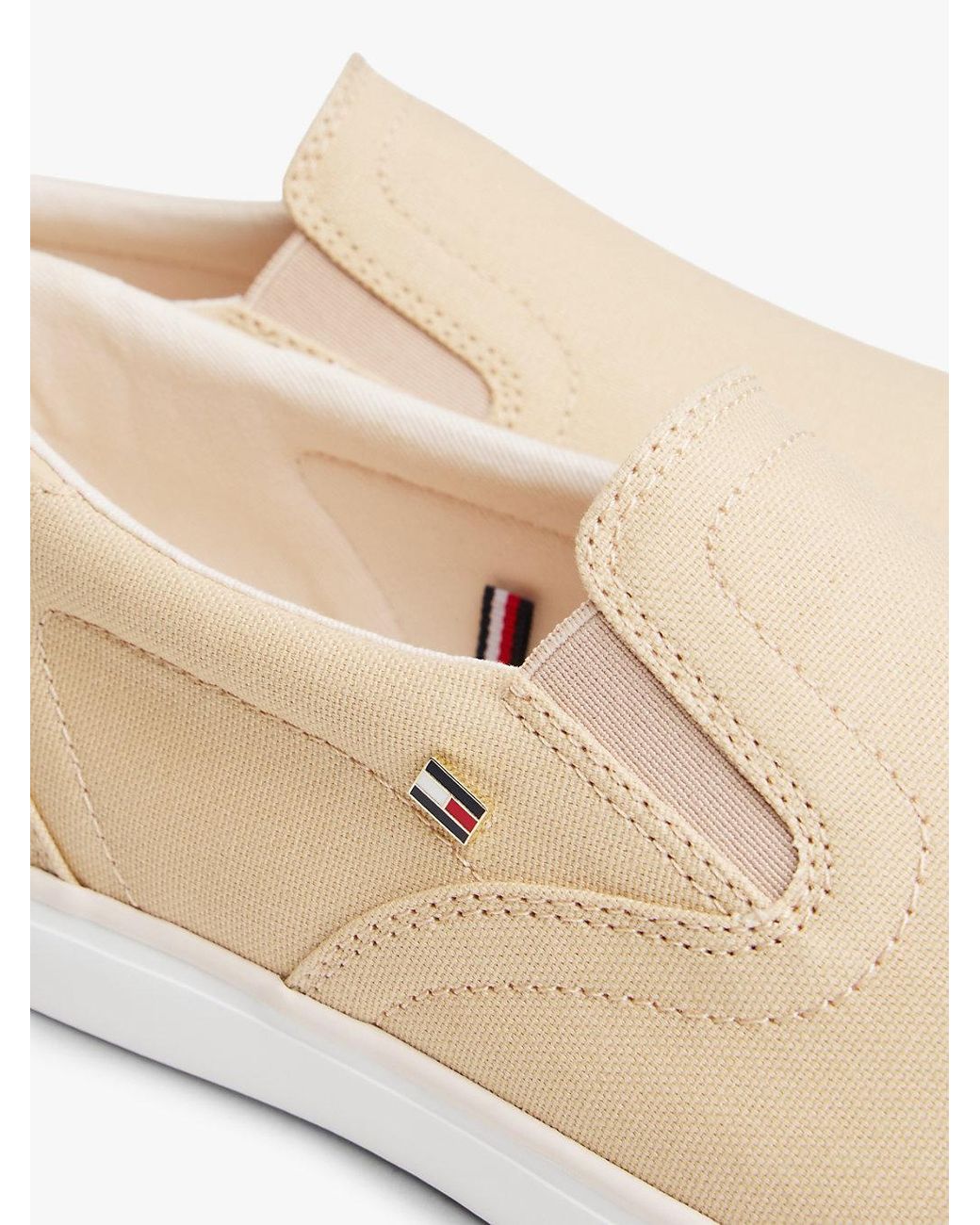 Tommy Hilfiger Natural Low Profile Canvas Slip-On Trainers