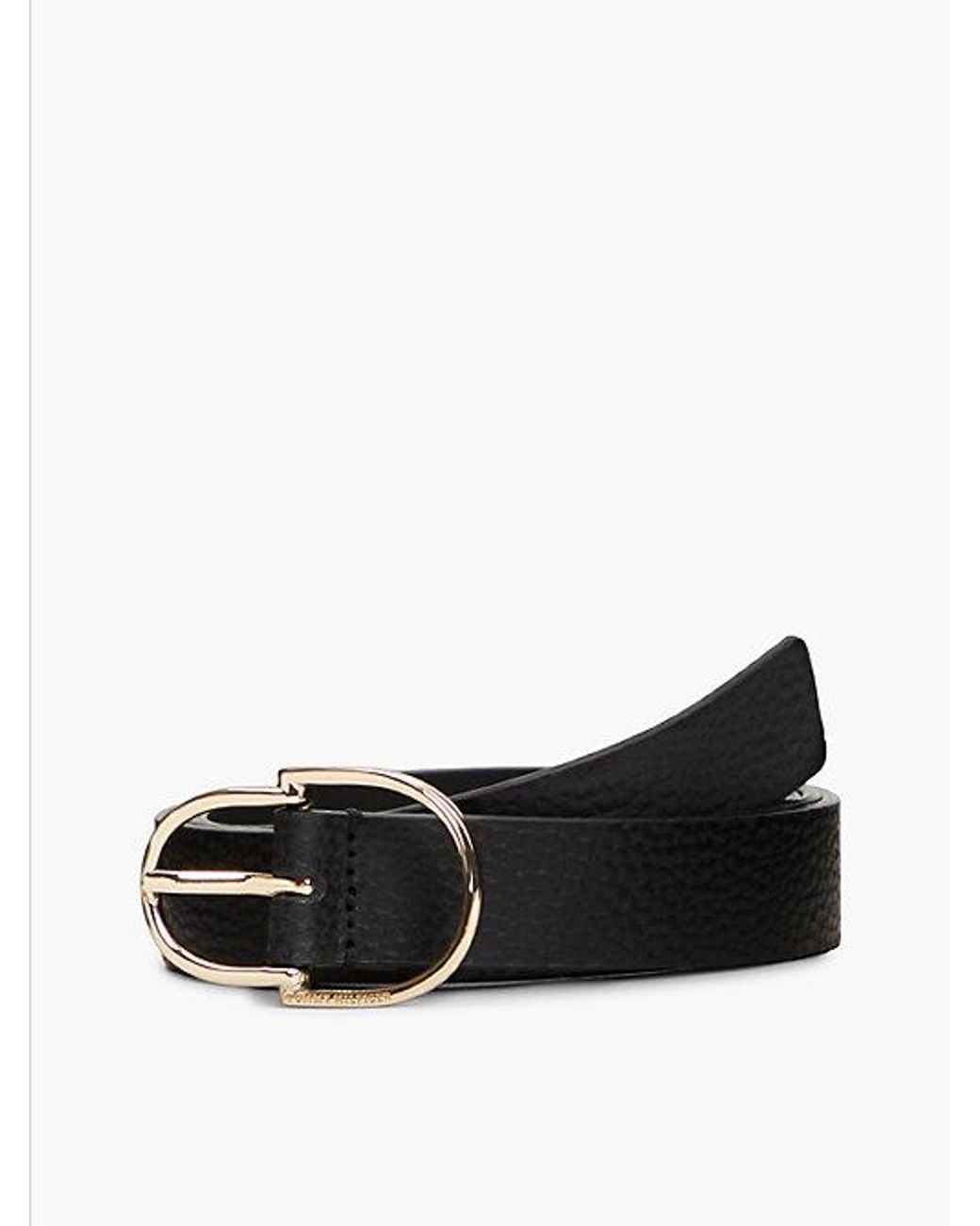 Tommy Hilfiger Black Pebble Grain Leather Double Loop Belt