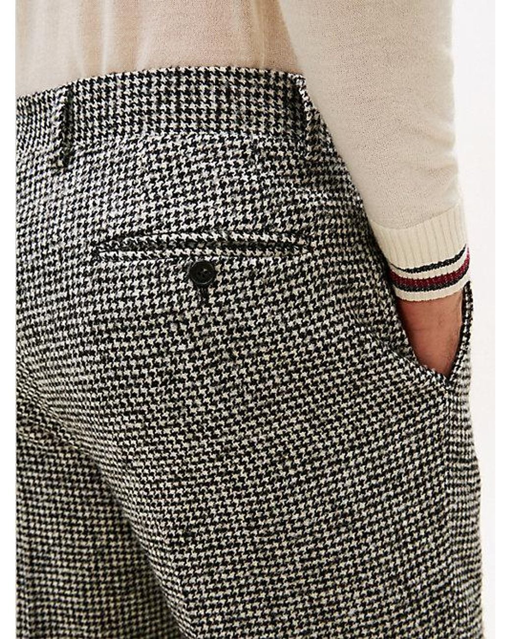 Tommy Hilfiger Gray Houndstooth Wool Blend Trousers for men