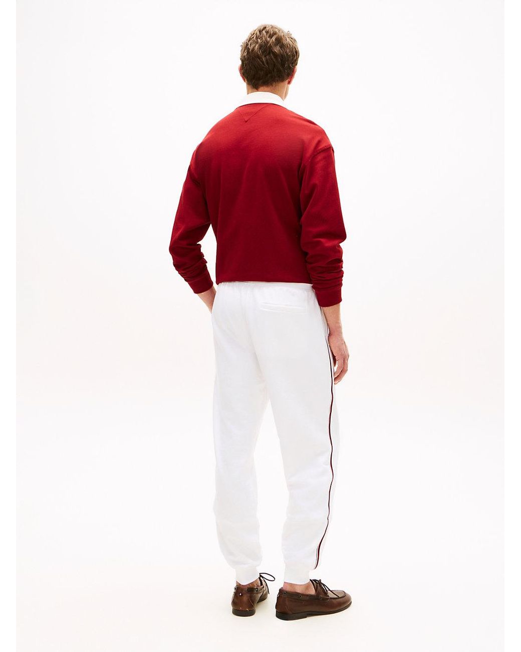 Tommy Hilfiger Red Global Stripe Cuffed Leg Joggers for men