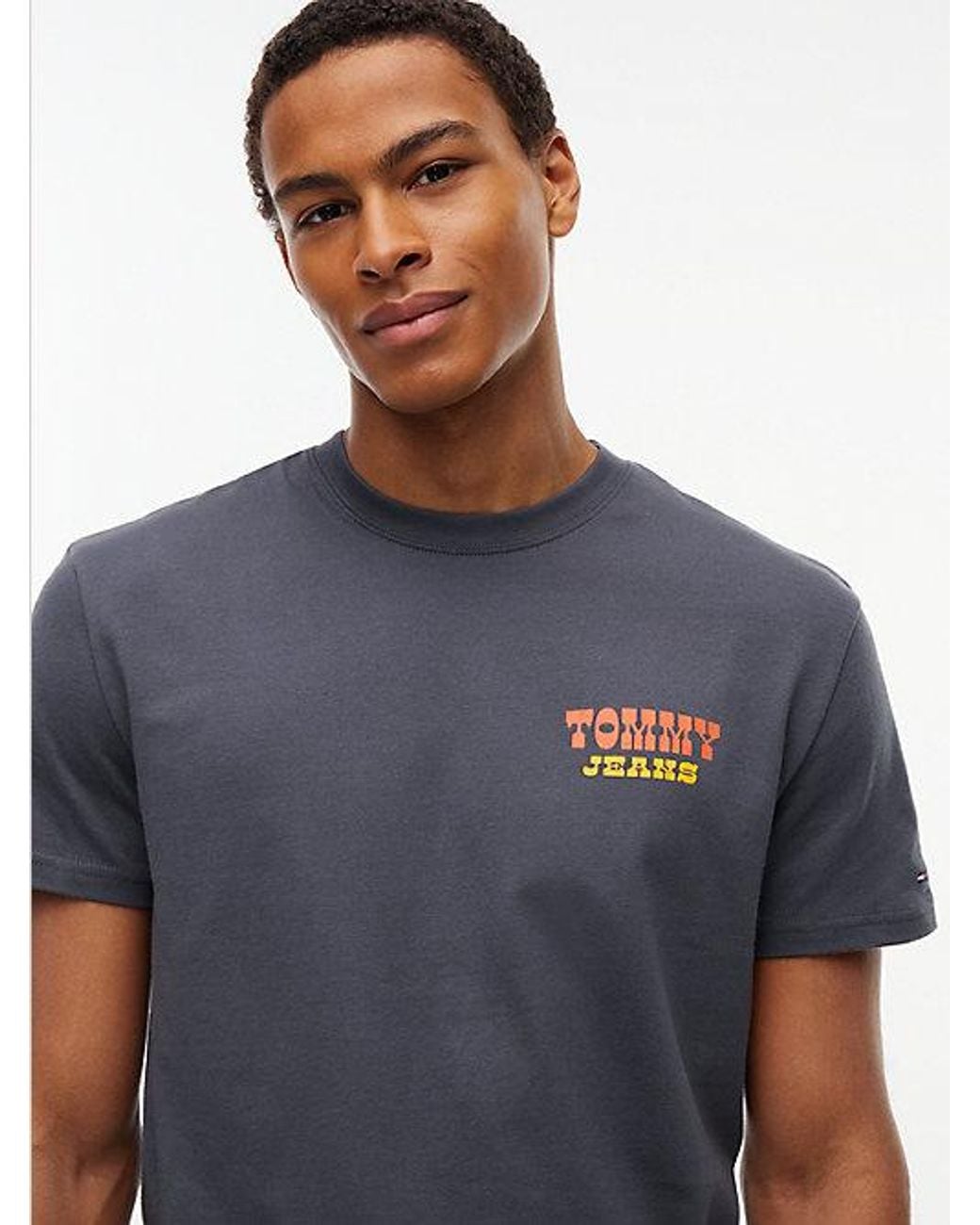 Tommy Hilfiger Blue Logo Jersey Crew Neck T-Shirt for men