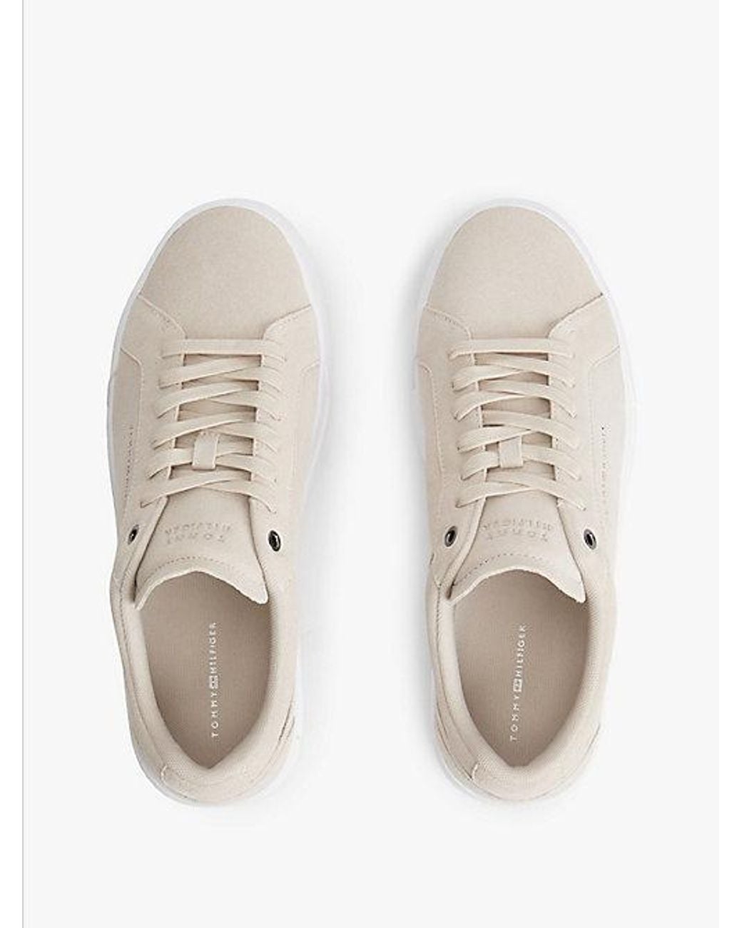 Tommy Hilfiger White Suede Court Trainers for men