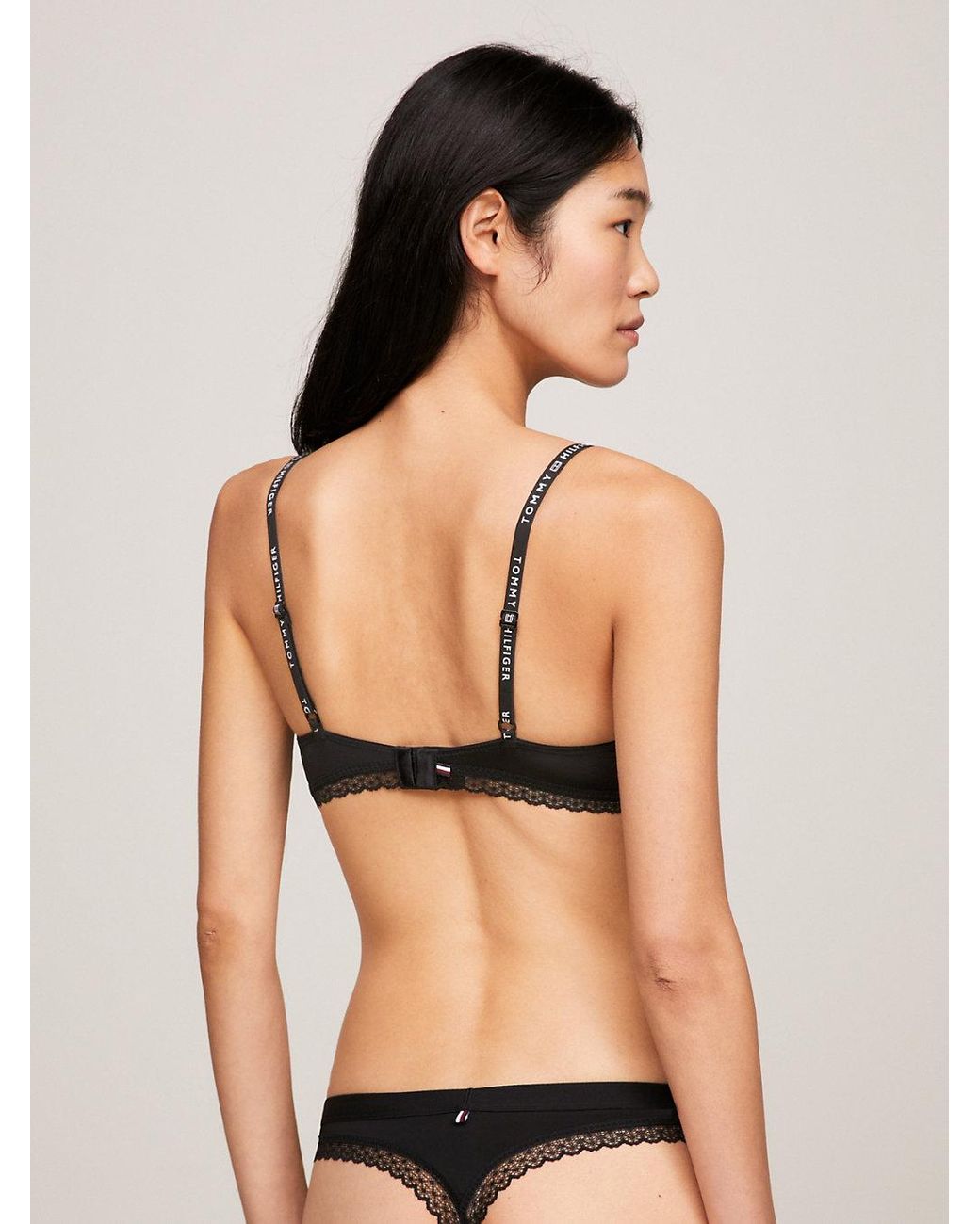 Tommy Hilfiger Black Tonal Lace Demi-cup Bra