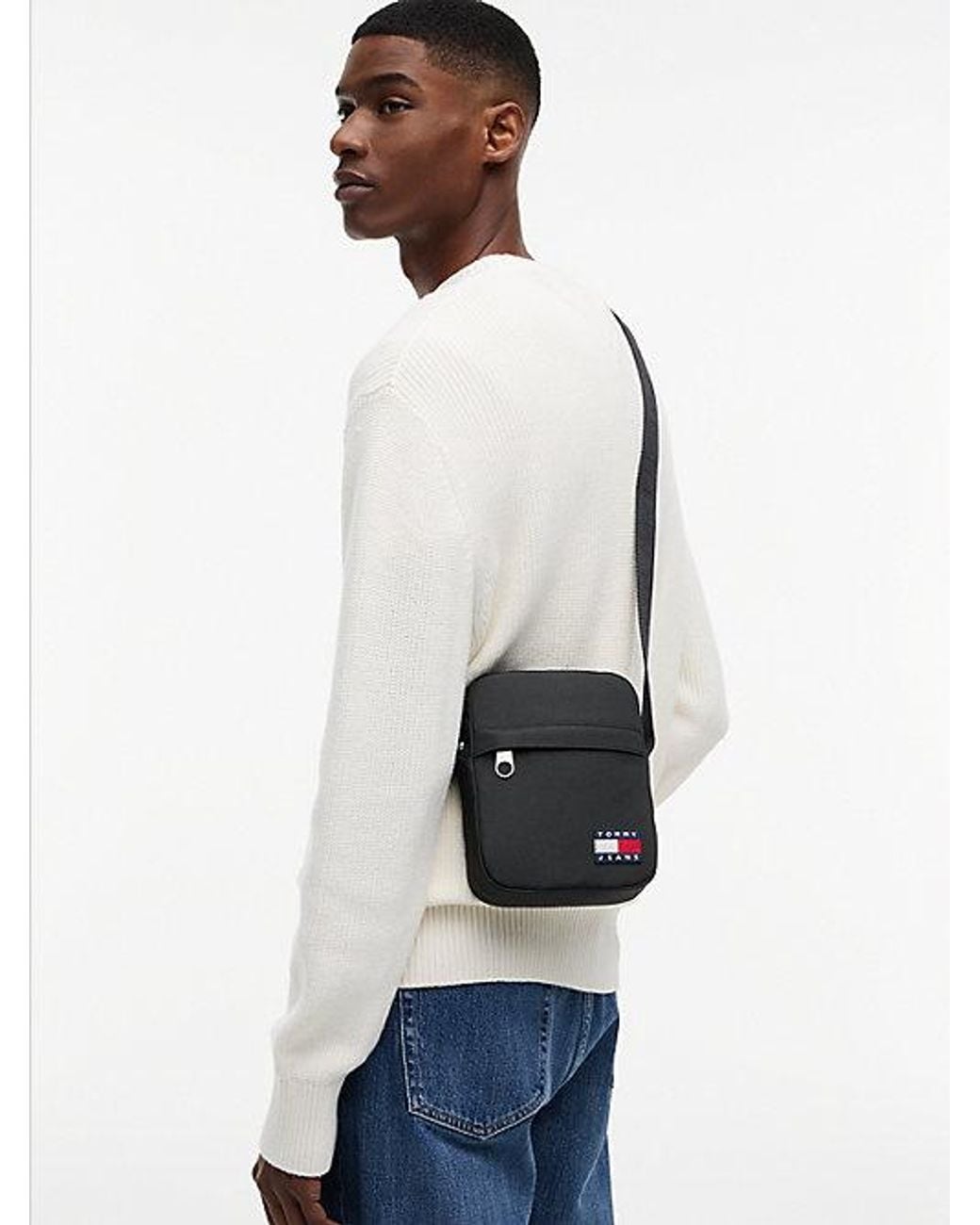 Tommy Hilfiger Black Tommy Jeans Essential Logo Reporter Bag for men