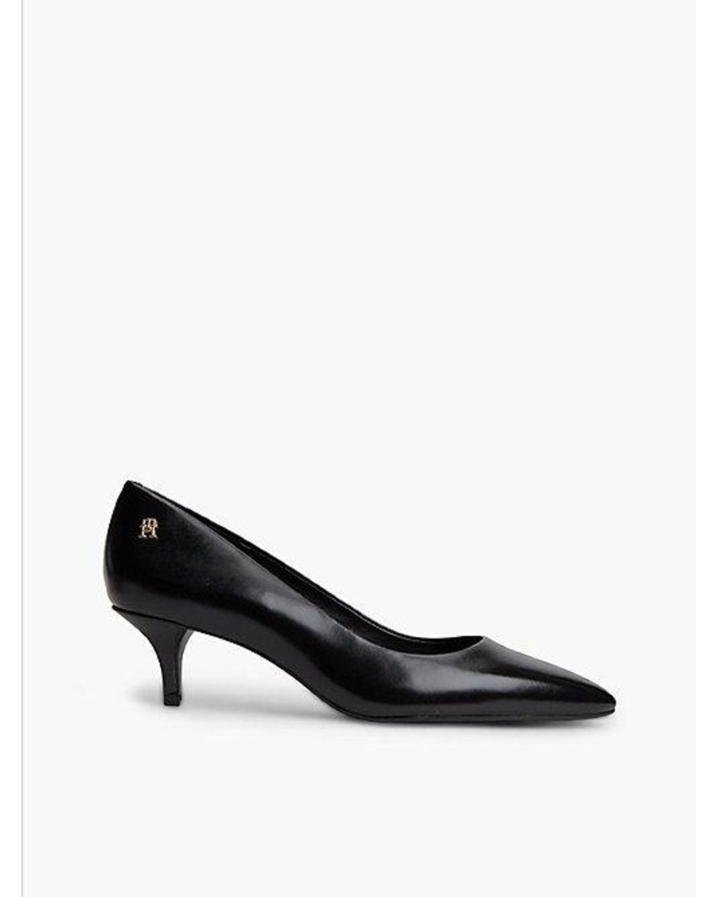 Tommy Hilfiger Black Leather Kitten Heel Court Shoes