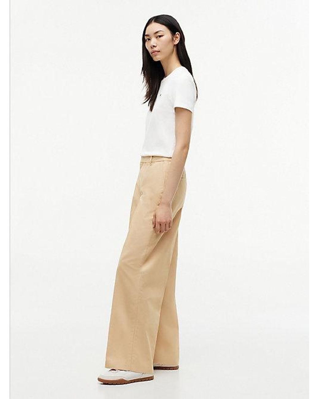 Tommy Hilfiger Natural Tommy Jeans Twill Wide Leg Chinos