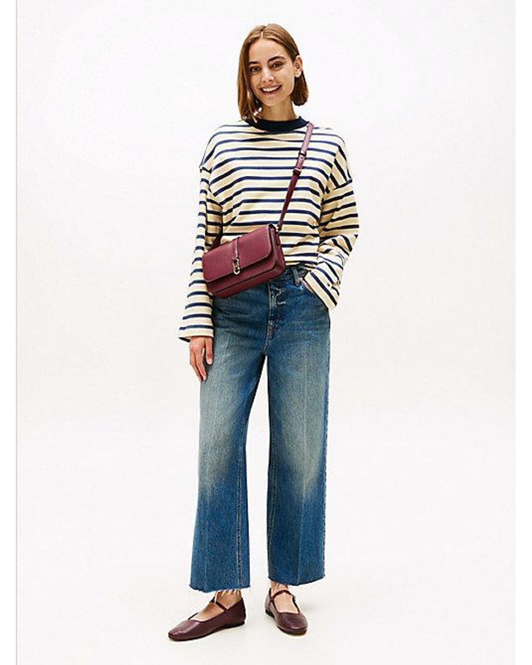 Tommy Hilfiger Blue Gold-tone Button Stripe Sweatshirt