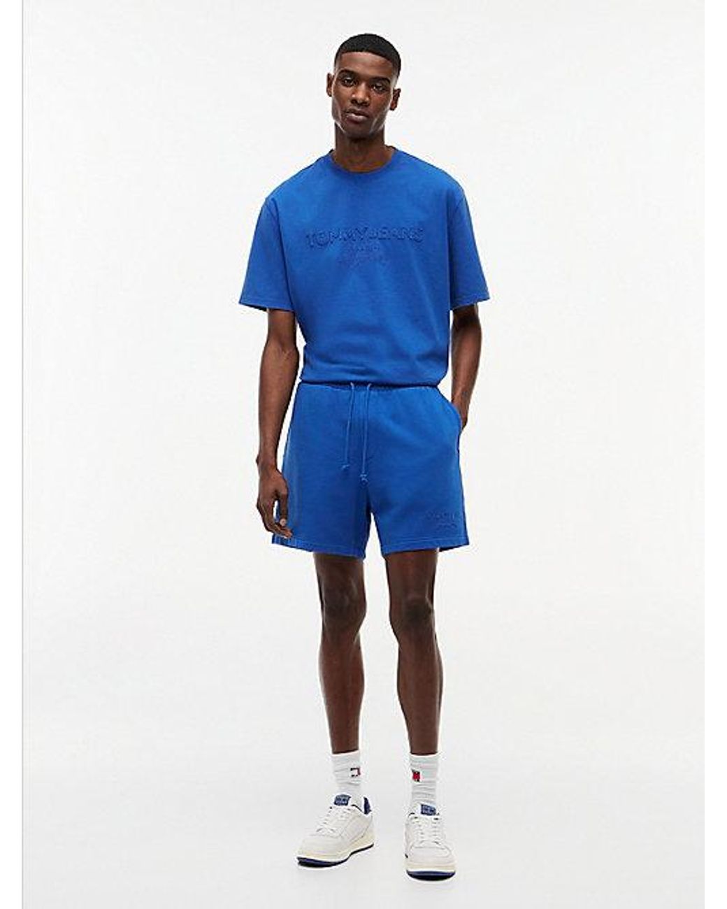 Tommy Hilfiger Blue Classic Tonal Logo Embroidery Sweat Shorts for men