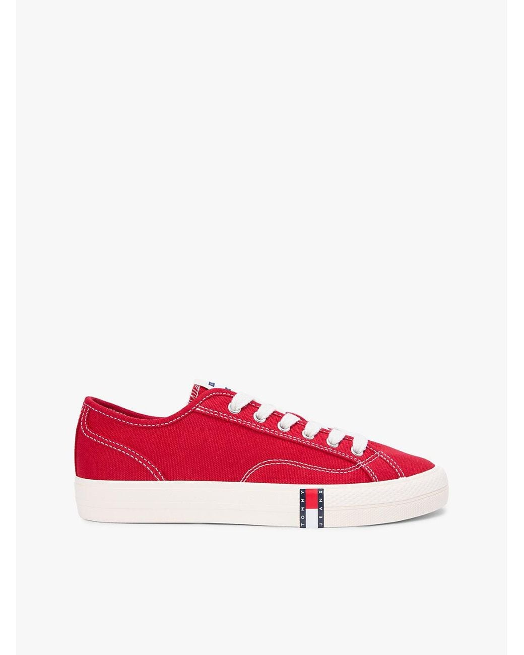 Tommy Hilfiger Red Archive Flag Stripe Canvas Trainers
