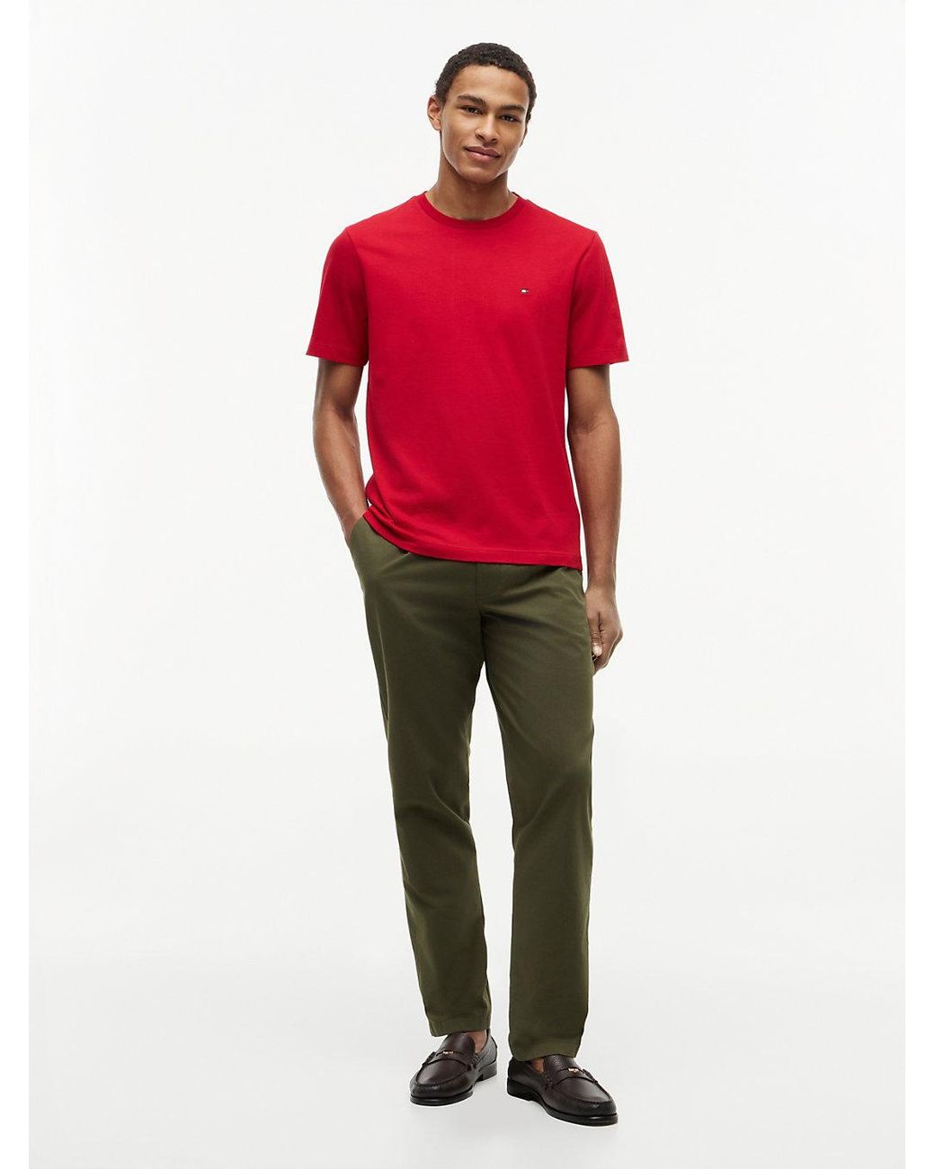 Tommy Hilfiger Red Flag Embroidery Crew Neck T-shirt for men