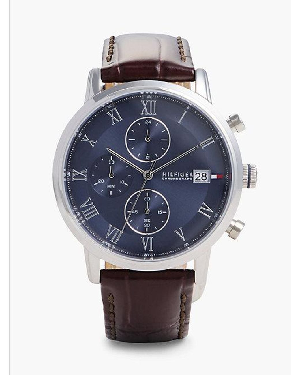 Tommy Hilfiger Blue Dial Leather Strap Watch for men