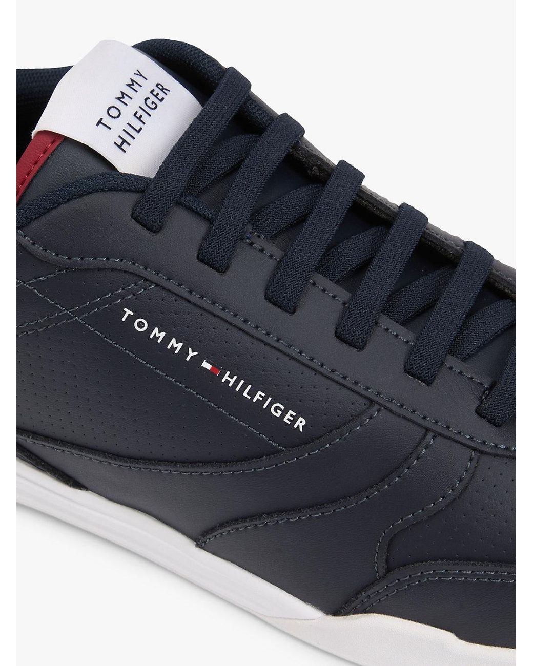 Tommy Hilfiger Blue Contrast Heel Trainers With Leather for men