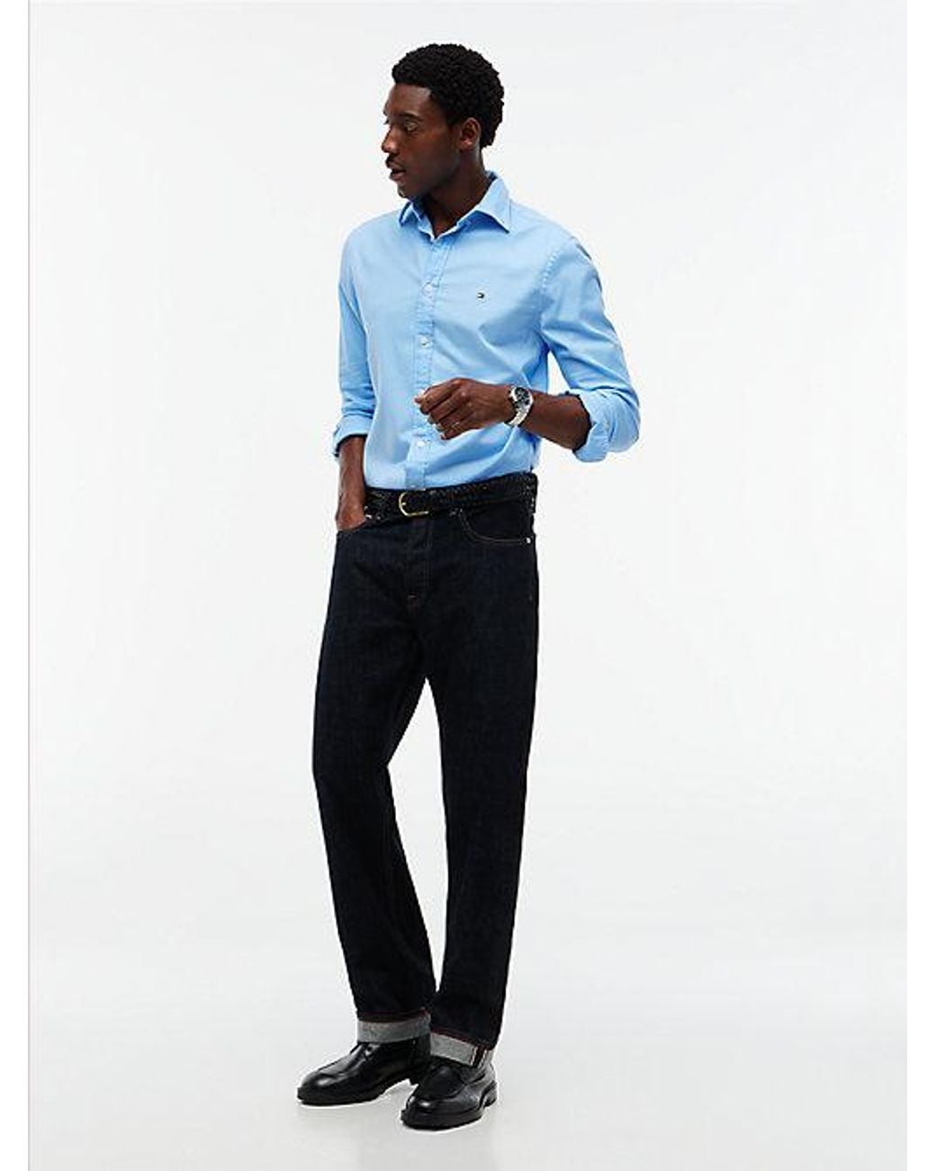Tommy Hilfiger Black Dover Regular Straight Selvedge Jeans for men