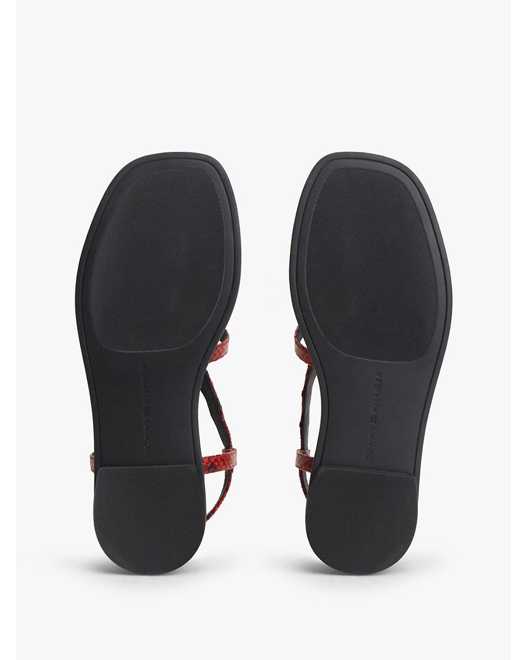 Tommy Hilfiger White Leather Strap Snake Print Toe Post Sandals