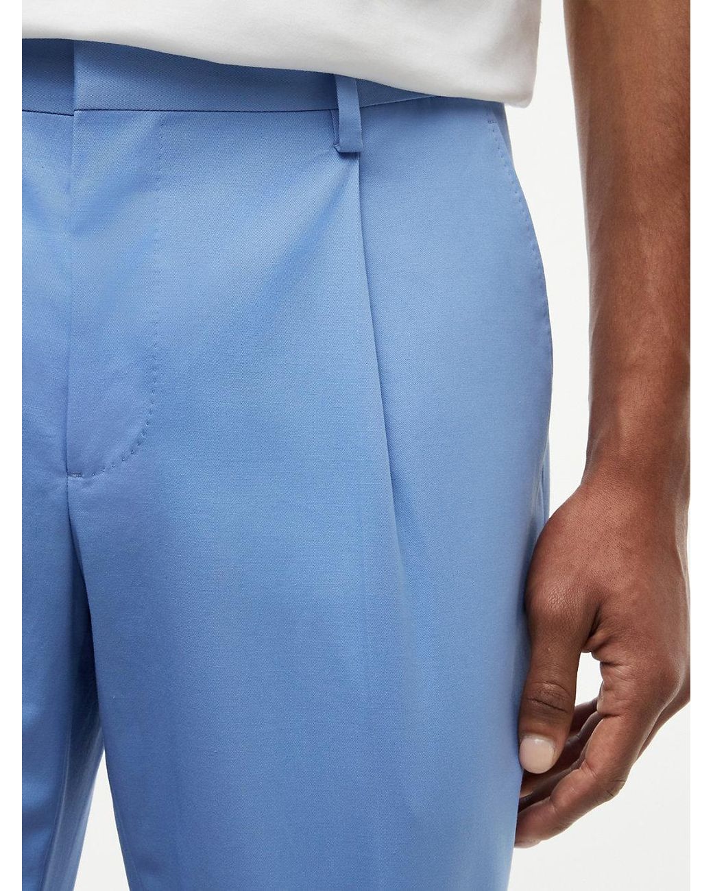 Tommy Hilfiger Blue Regular Gabardine Pressed Crease Trousers for men